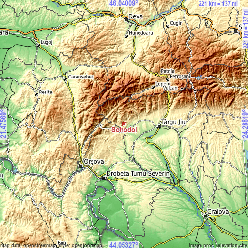 Topographic map of Sohodol