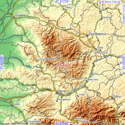 Topographic map of Sohodol