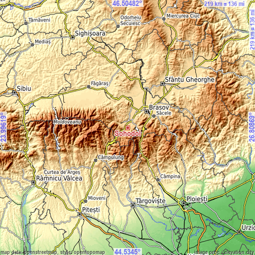 Topographic map of Sohodol