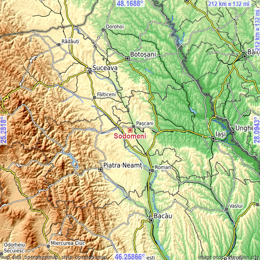Topographic map of Sodomeni