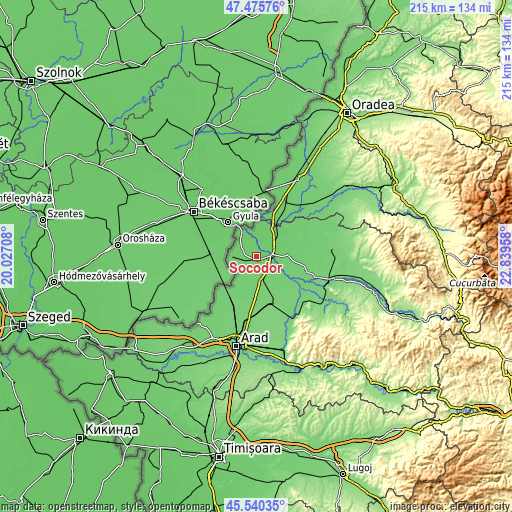 Topographic map of Socodor