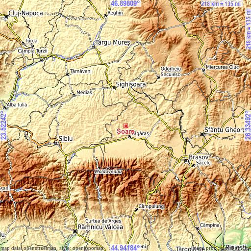 Topographic map of Şoarş