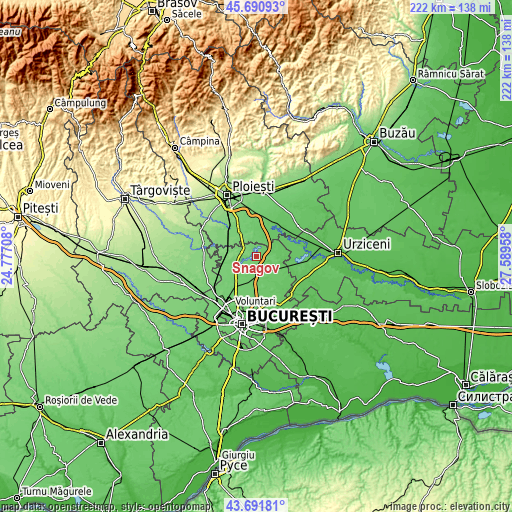 Topographic map of Snagov