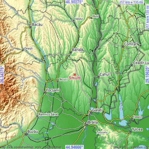 Topographic map of Smulţi