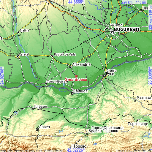 Topographic map of Smârdioasa