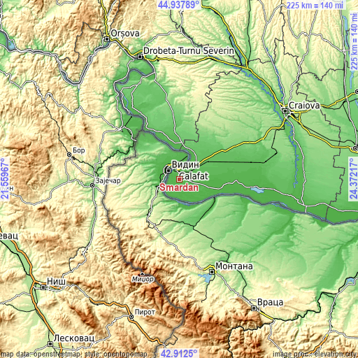Topographic map of Smârdan