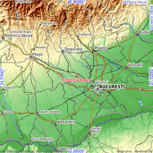 Topographic map of Slobozia Moara