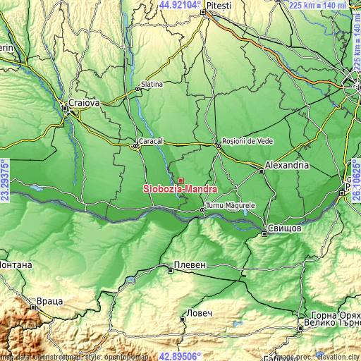 Topographic map of Slobozia-Mândra