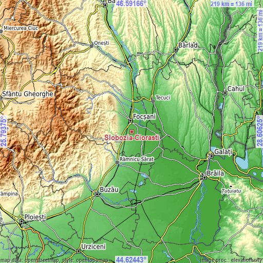 Topographic map of Slobozia-Ciorăşti