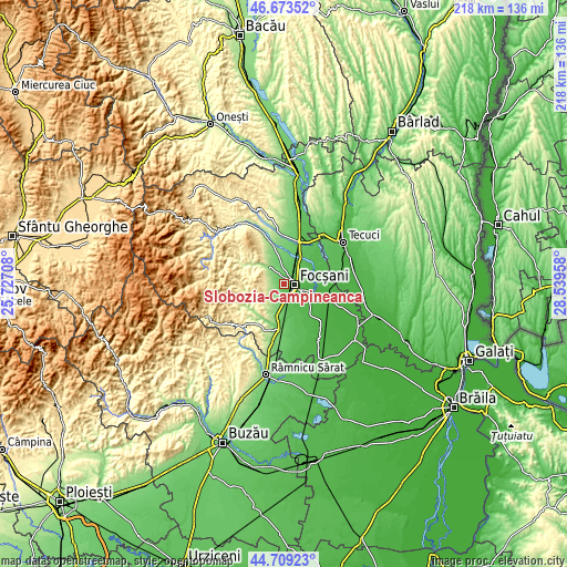 Topographic map of Slobozia-Câmpineanca