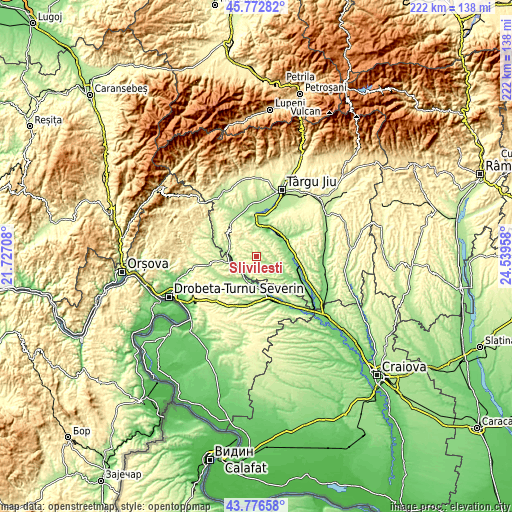 Topographic map of Slivileşti