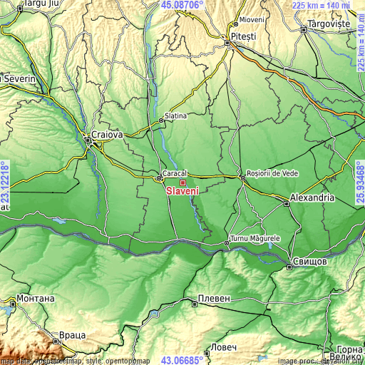 Topographic map of Slăveni