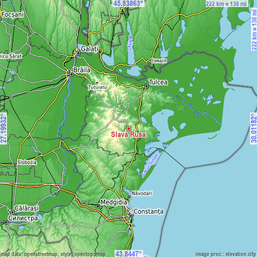 Topographic map of Slava Rusă