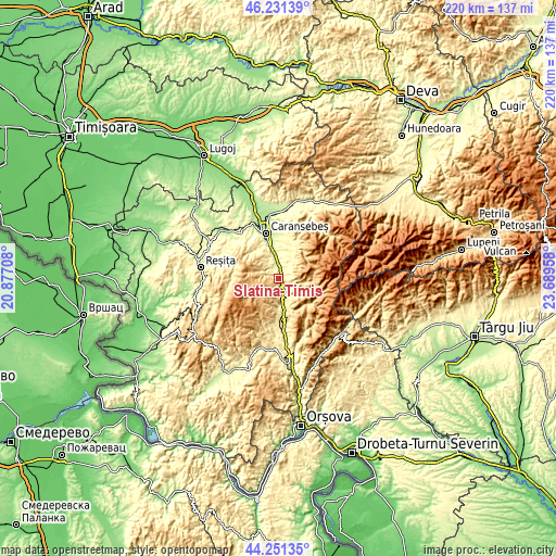 Topographic map of Slatina-Timiş