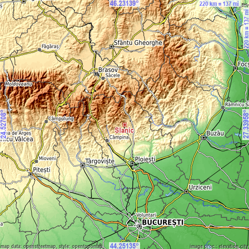 Topographic map of Slănic