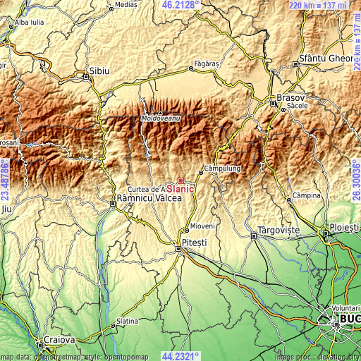 Topographic map of Slănic