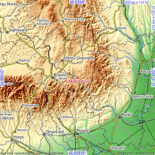 Topographic map of Sita Buzăului