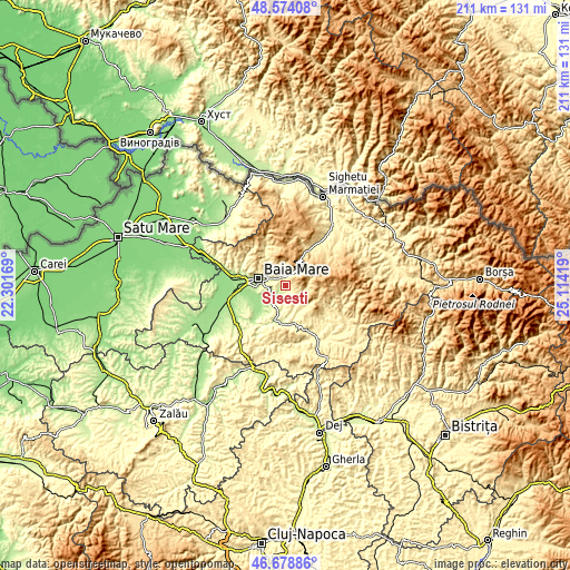 Topographic map of Șisești