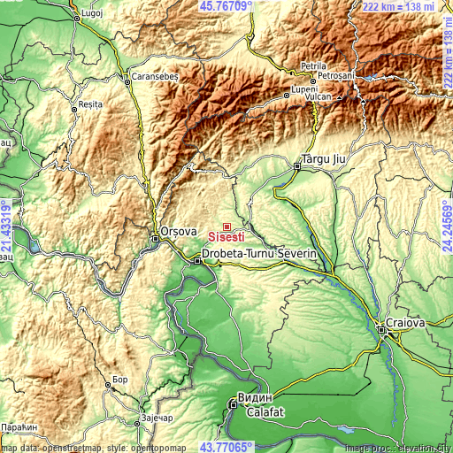 Topographic map of Şişeşti