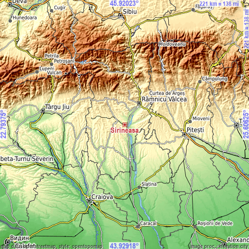 Topographic map of Şirineasa