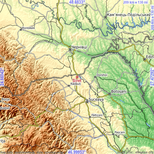 Topographic map of Siret