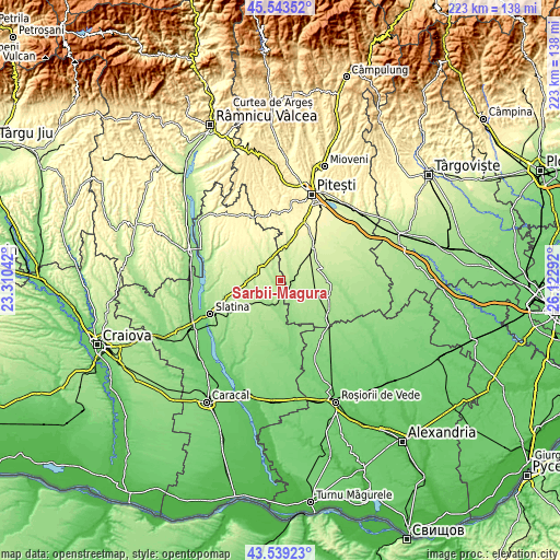 Topographic map of Sârbii-Măgura