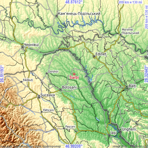 Topographic map of Sârbi