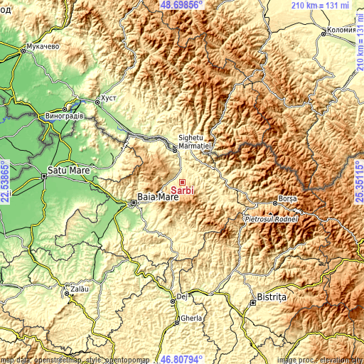 Topographic map of Sârbi