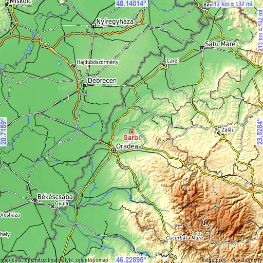 Topographic map of Sârbi