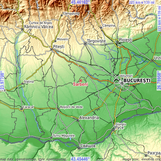 Topographic map of Sârbeni