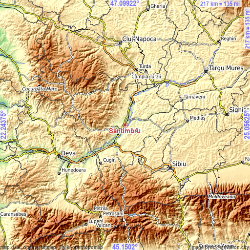 Topographic map of Sântimbru