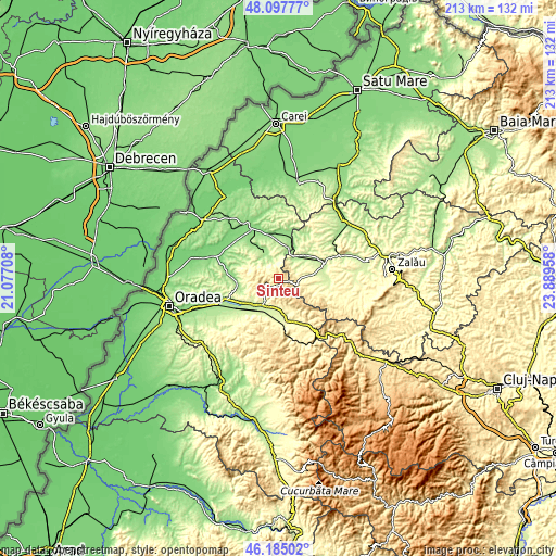 Topographic map of Şinteu