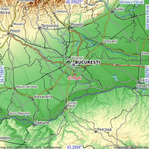 Topographic map of Sintești