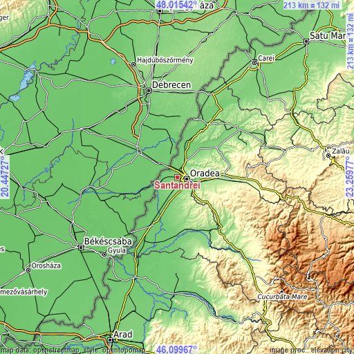 Topographic map of Sântandrei