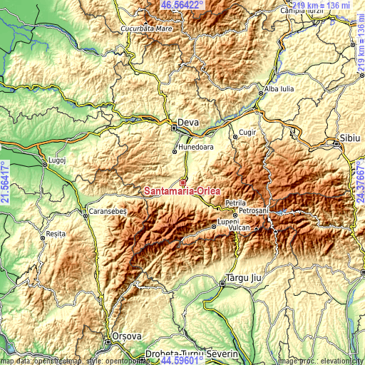 Topographic map of Sântămăria-Orlea