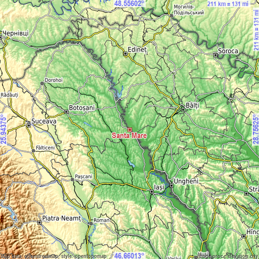 Topographic map of Santa Mare