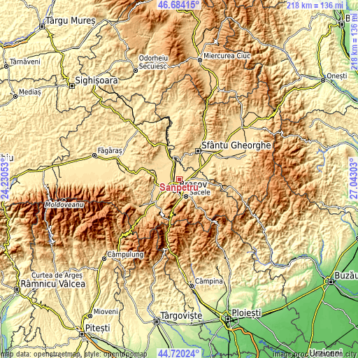 Topographic map of Sânpetru