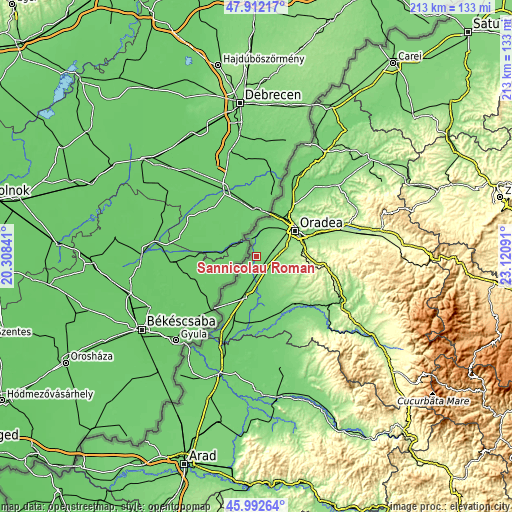 Topographic map of Sânnicolau Român