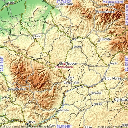 Topographic map of Sânnicoară