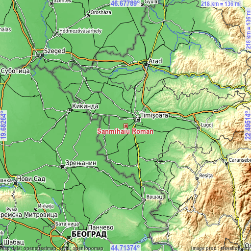 Topographic map of Sânmihaiu Român