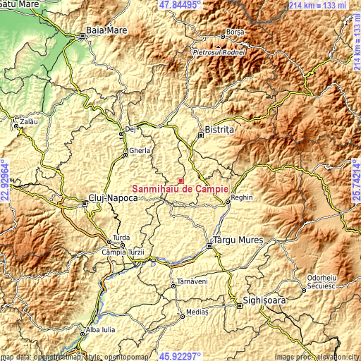 Topographic map of Sânmihaiu de Câmpie