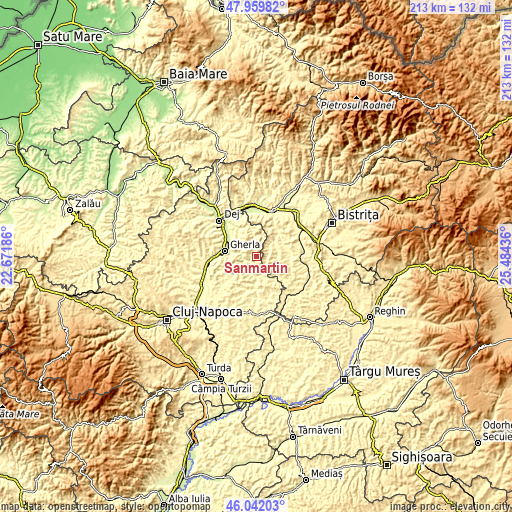 Topographic map of Sânmărtin