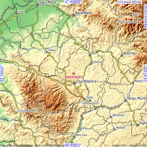 Topographic map of Sânmărtin