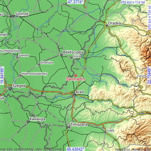 Topographic map of Sânmartin