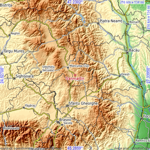 Topographic map of Sânmartin