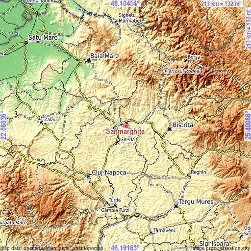 Topographic map of Sânmărghita