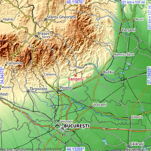 Topographic map of Sângeru