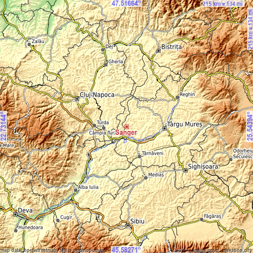 Topographic map of Sânger