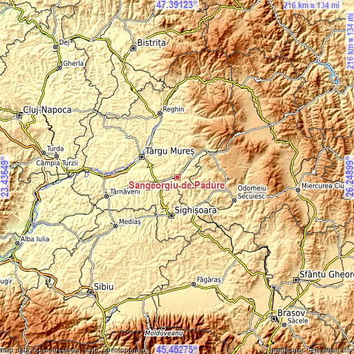 Topographic map of Sângeorgiu de Pădure