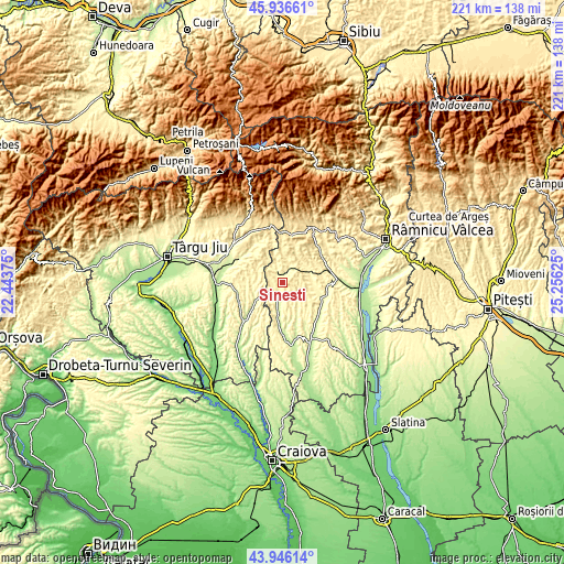 Topographic map of Sineşti